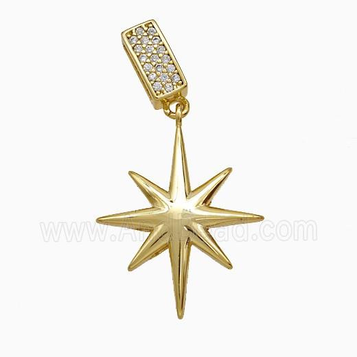 Copper Northstar Pendant Pave Zirconia Gold Plated