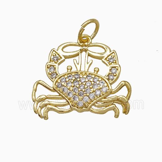 Copper Crab Pendant Pave Zirconia Gold Plated