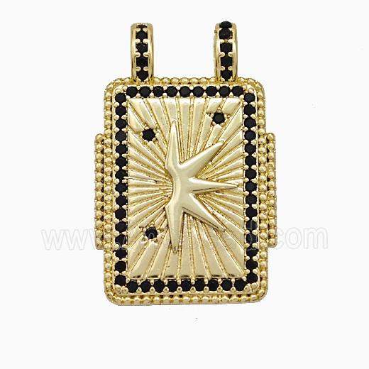 Copper Tarot Card Pendant Micropave Zirconia Sun 2loops Gold Plated