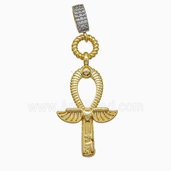 Copper Egyptian Ankh Cross Pendant Gold Plated