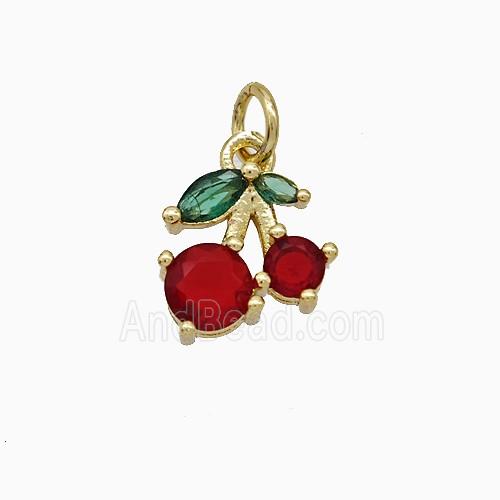 Copper Cherry Pendant Pave Zirconia Gold Plated