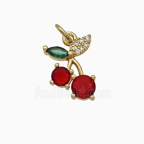Copper Cherry Pendant Pave Zirconia Gold Plated