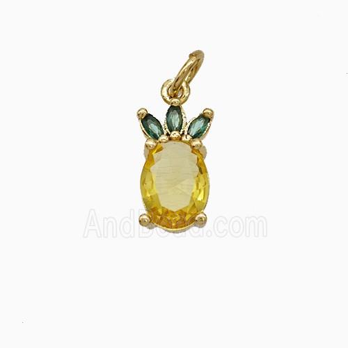 Copper Pineapple Pendant Pave Zirconia Gold Plated