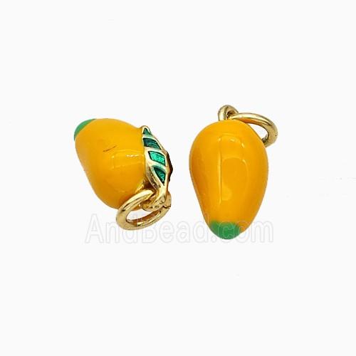 Copper Mango Pendant Yellow Enamel Gold Plated