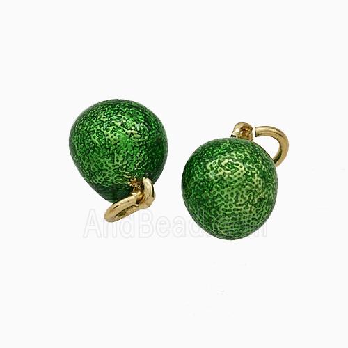 Copper Lemon Fruit Pendant Green Painted Gold Plated