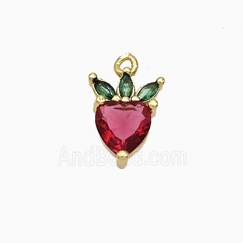 Copper Cherry Pendant Pave Crystal Glass Gold Plated