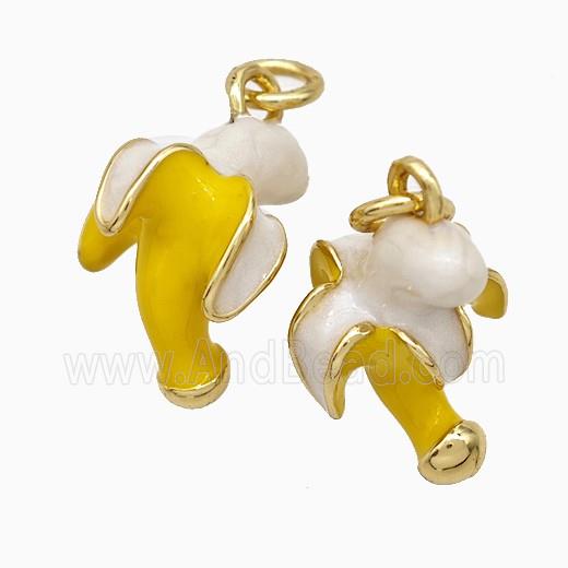 Copper Banana Pendant Yellow White Enamel Gold Plated
