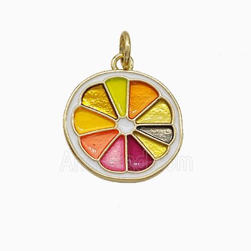 Copper Lemon Sliced Pendant Multicolor Painted Gold Plated