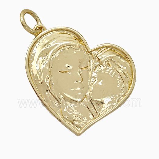 Copper Mother Heart Pendant Love Baby Gold Plated