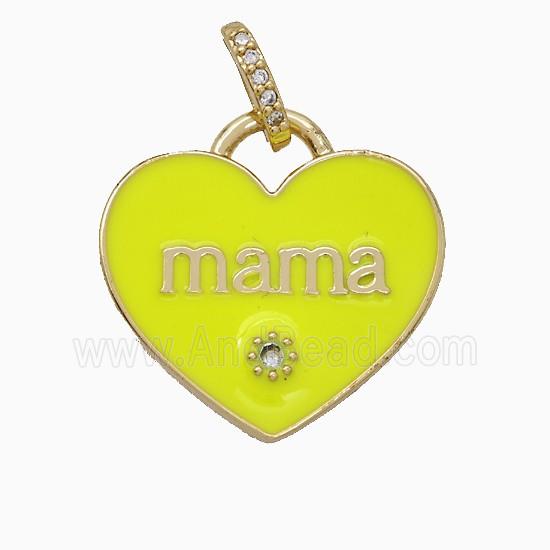 Copper Heart Pendant Yellow Enamel Mama Gold Plated