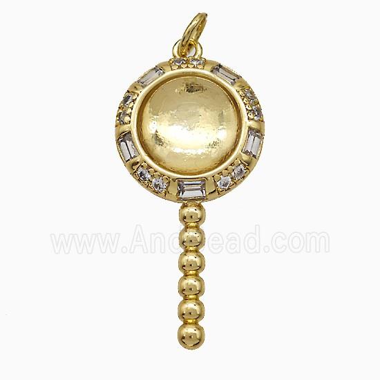 Copper Magicwand Pendant Pave Zirconia Resin Gold Plated