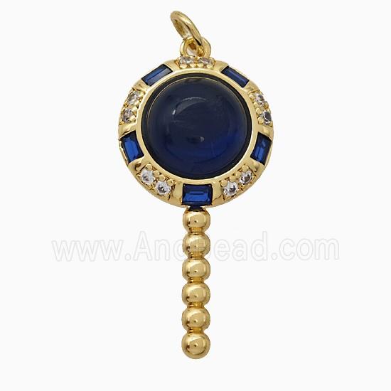 Copper Magicwand Pendant Pave Zirconia Resin Gold Plated