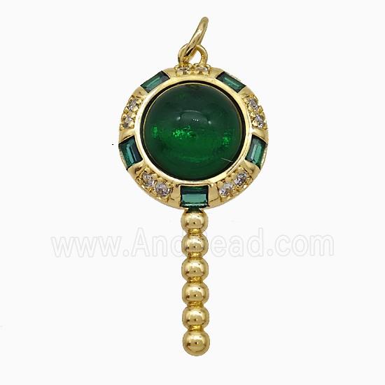 Copper Magicwand Pendant Pave Zirconia Resin Gold Plated