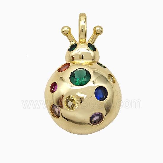 Copper Beetle Pendant Pave Zirconia Gold Plated