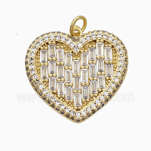 Copper Heart Pendant Pave Zirconia Gold Plated