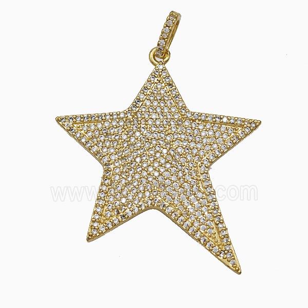 Copper Star Pendant Micropave Zirconia Gold Plated