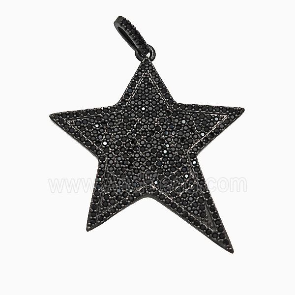 Copper Star Pendant Micropave Zirconia Black Plated