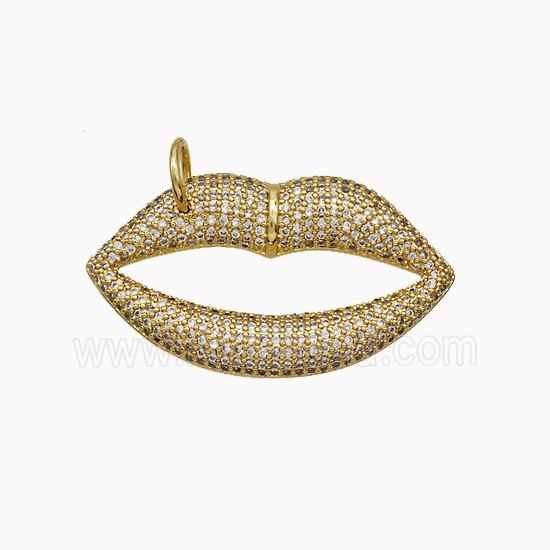 Copper Lips Pendant Micropave Zirconia Gold Plated