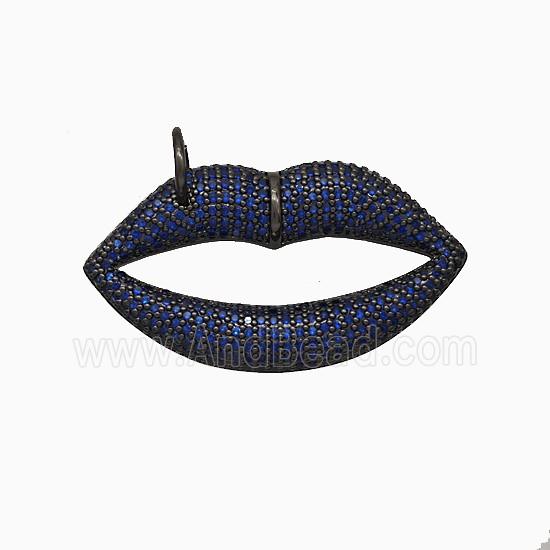 Copper Lips Pendant Micropave Zirconia Black Plated