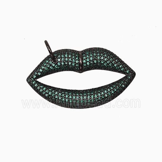 Copper Lips Pendant Micropave Zirconia Black Plated