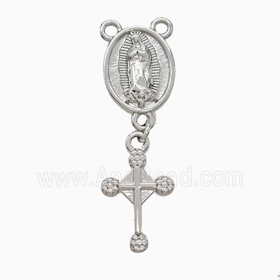 Copper Jesus Cross Pendant 2loops Platinum Plated