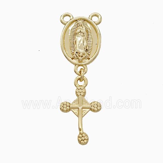 Copper Jesus Cross Pendant 2loops Gold Plated
