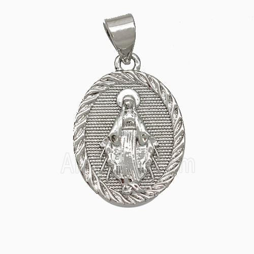 Copper Virgin Mary Pendant Platinum Plated