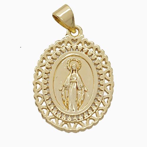Copper Virgin Mary Pendant 18K Gold Plated