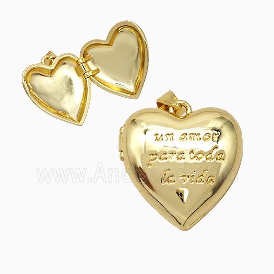 Copper Heart Locket Pendant 18K Gold Plated