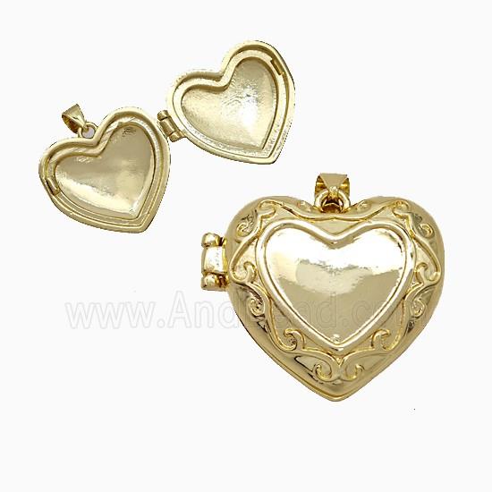 Copper Heart Locket Pendant 18K Gold Plated