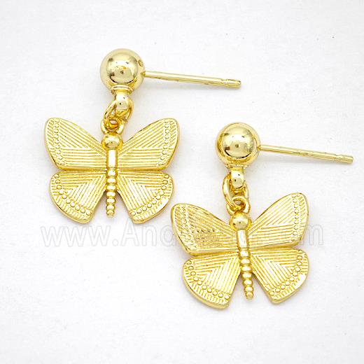 Copper Butterfly Stud Earrings Gold Plated