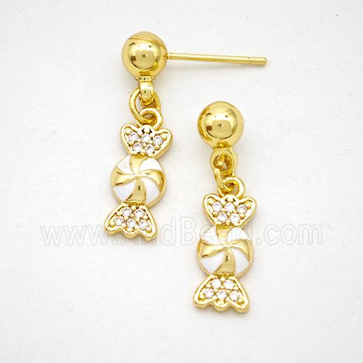 Copper Candy Stud Earrings Enamel Gold Plated