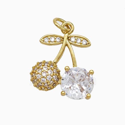 Copper Cherry Pendant Pave Zirconia Gold Plated