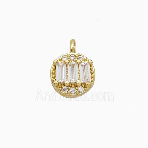 Copper Circle Pendant Pave Zirconia Gold Plated