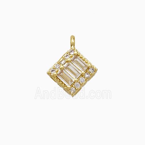 Copper Square Pendant Pave Zirconia Gold Plated