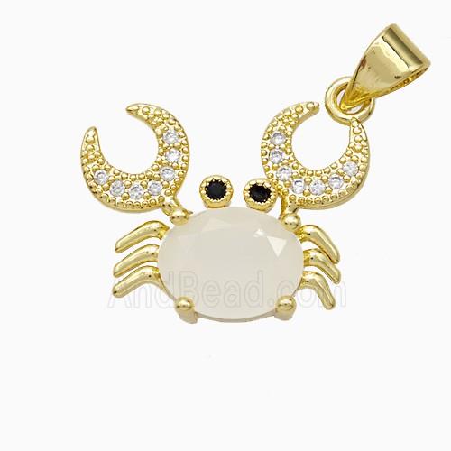 Copper Crab Pendant Pave Crystal Glass Gold Plated