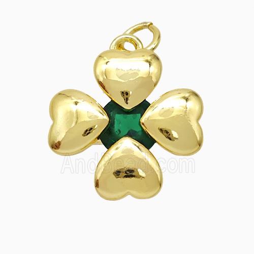 Copper Clover Pendant Pave Crystal Gold Plated