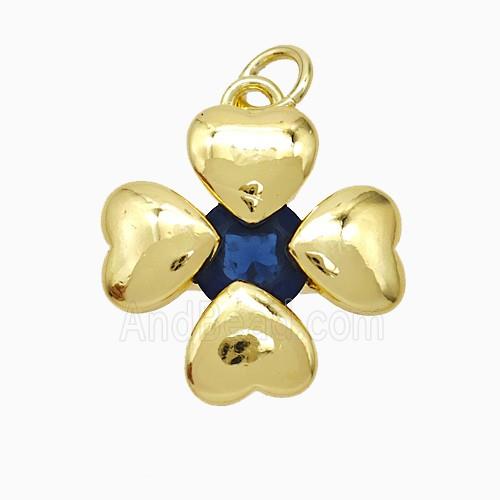 Copper Clover Pendant Pave Crystal Gold Plated