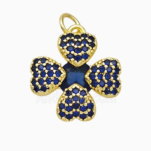 Copper Clover Pendant Pave Zirconia Gold Plated
