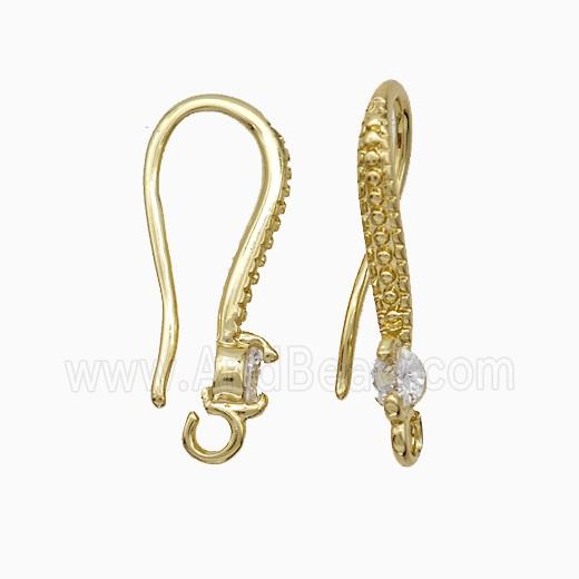 Copper Hook Earrings Pave Zirconia Gold Plated