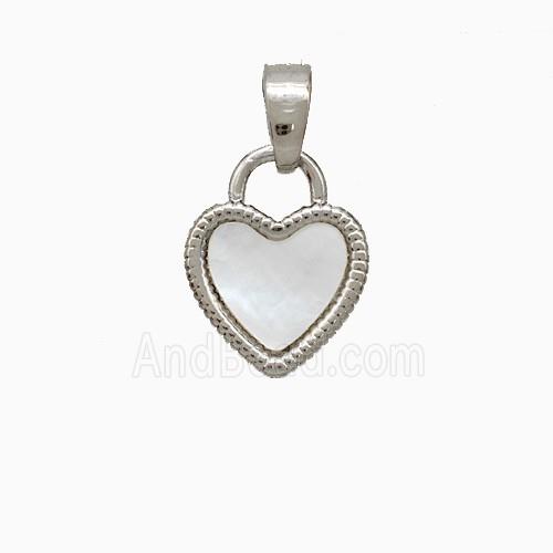 Copper Heart Pendant Pave Shell Platinum Plated