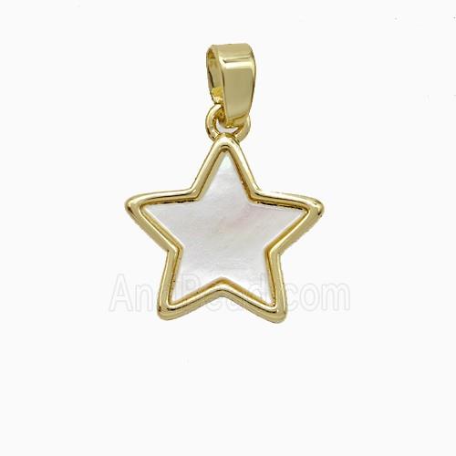 Copper Star Pendant Pave Shell Gold Plated