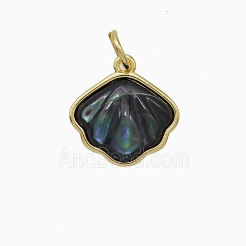 Copper Scallop Pendant Pave Shell Gold Plated