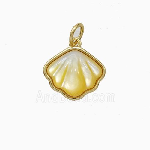 Copper Scallop Pendant Pave Shell Gold Plated
