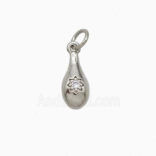 Copper Teardrop Pendant Pave Zirconia Platinum Plated