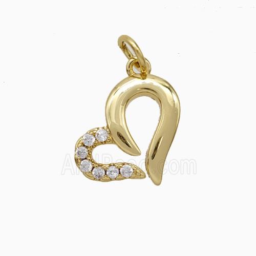 Copper Heart Pendant Pave Zirconia Gold Plated