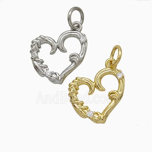 Copper Heart Pendant Pave Zirconia Mixed