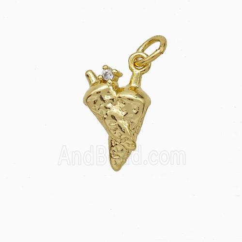 Ice Cream Cone Charms Copper Pendant Hammered Gold Plated