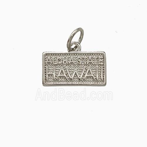 Copper Hawaii Pendant Aloha State Nameplate Platinum Plated