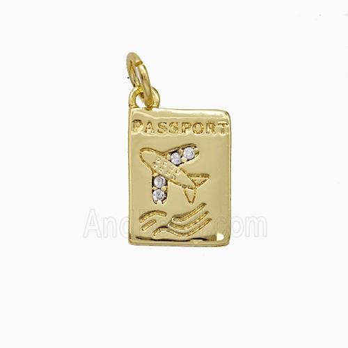 Copper Pendant Pave Zircon, Gold Plated